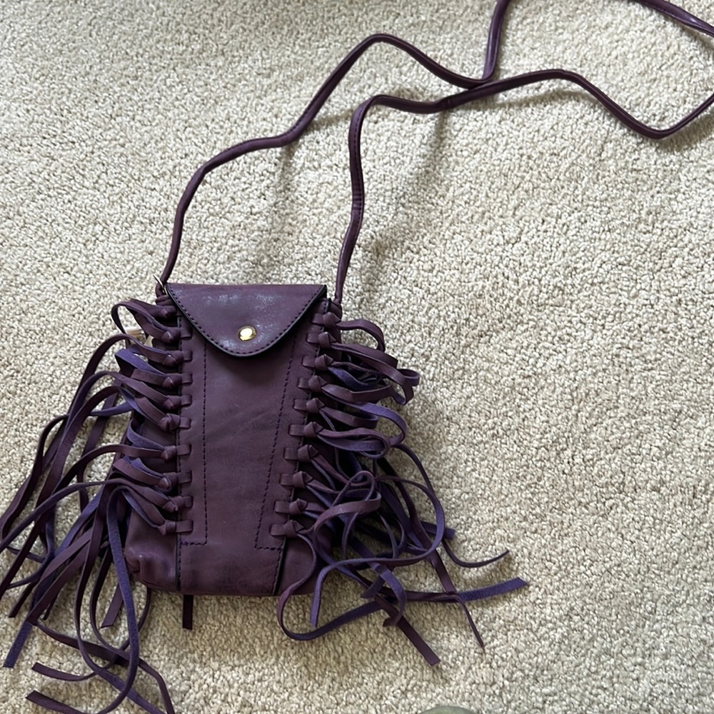 Leather and fringe over the shoulder purse